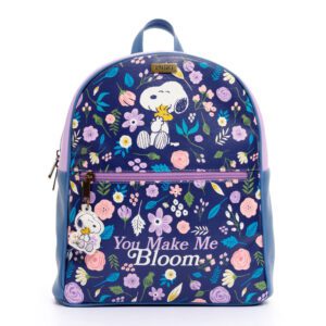 Morral Basico Flores Snoopy En Cuero Vegano